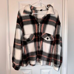 Cropped Button Down Teddy Jacket